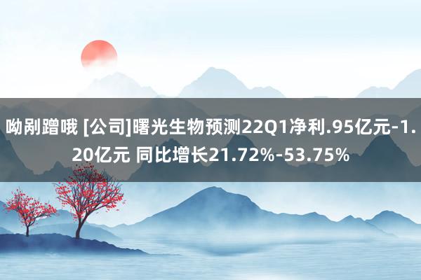 呦剐蹭哦 [公司]曙光生物预测22Q1净利.95亿元-1.20亿元 同比增长21.72%-53.75%