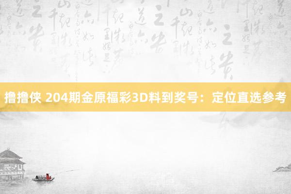 撸撸侠 204期金原福彩3D料到奖号：定位直选参考