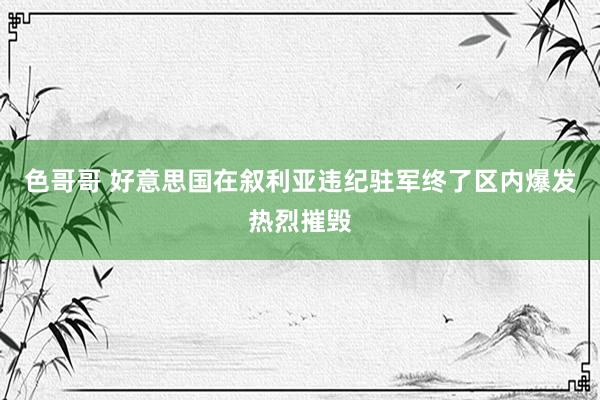 色哥哥 好意思国在叙利亚违纪驻军终了区内爆发热烈摧毁