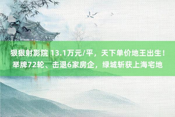 狠狠射影院 13.1万元/平，天下单价地王出生！举牌72轮、击退6家房企，绿城斩获上海宅地