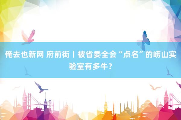 俺去也新网 府前街丨被省委全会“点名”的崂山实验室有多牛？