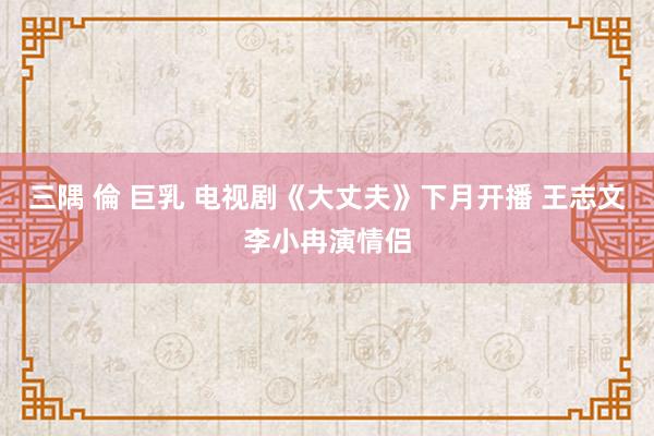 三隅 倫 巨乳 电视剧《大丈夫》下月开播 王志文李小冉演情侣