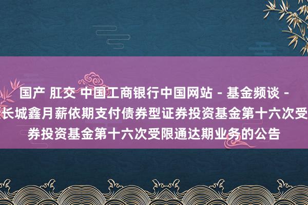 国产 肛交 中国工商银行中国网站－基金频谈－基金公告栏目－景顺长城鑫月薪依期支付债券型证券投资基金第十六次受限通达期业务的公告