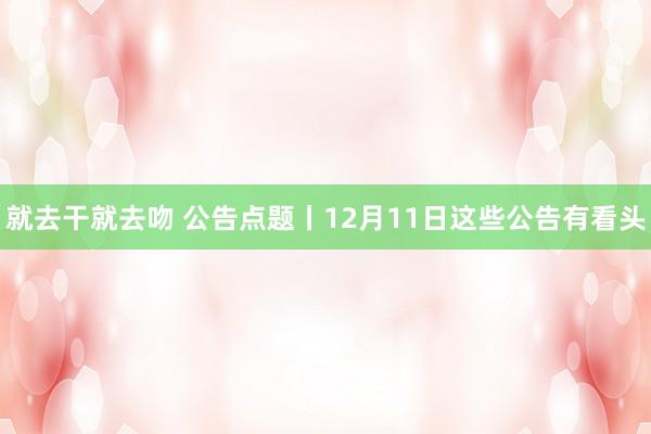 就去干就去吻 公告点题丨12月11日这些公告有看头