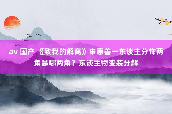 av 国产 《致我的解离》申惠善一东谈主分饰两角是哪两角？东谈主物变装分解